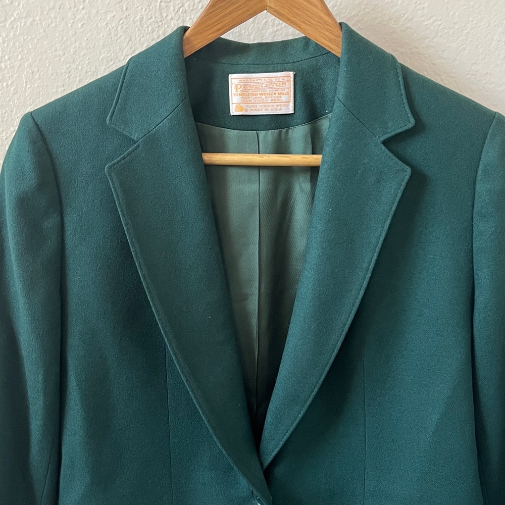 Pendleton Wool Blazer Jacket Green Made In Usa Si… - image 1
